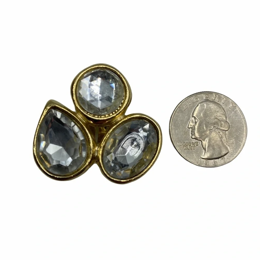 VINTAGE Faux Gold & Rhinestone Clip On Earrings